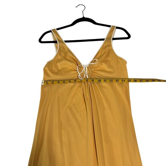 Vintage Vassarette Yellow Maxi Nightgown With Adjustable Tie Front & Scoop Back - Picture 9 of 9